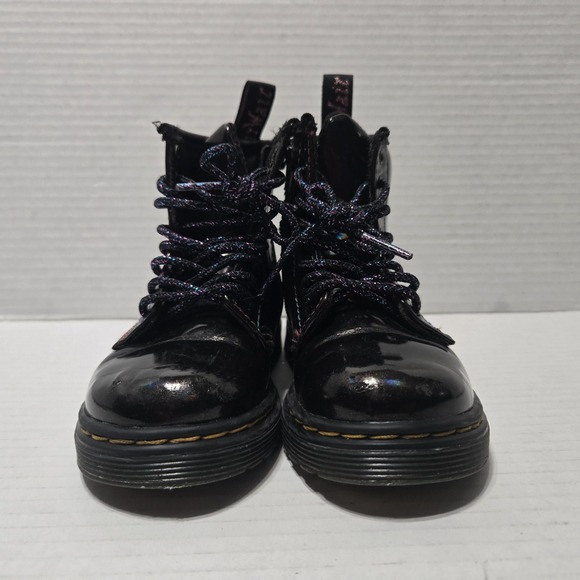 Dr. Martens 1460 J Kids' Black Rainbow Patent Leather Lace-Up Boots Size 8 - Picture 6 of 9